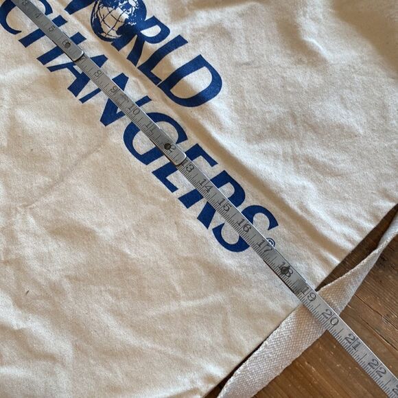 WORLD CHANGERS Logo Canvas Duffle Bag Large OVERSIZED 28x19” Draw String Vintage - Picture 5 of 12